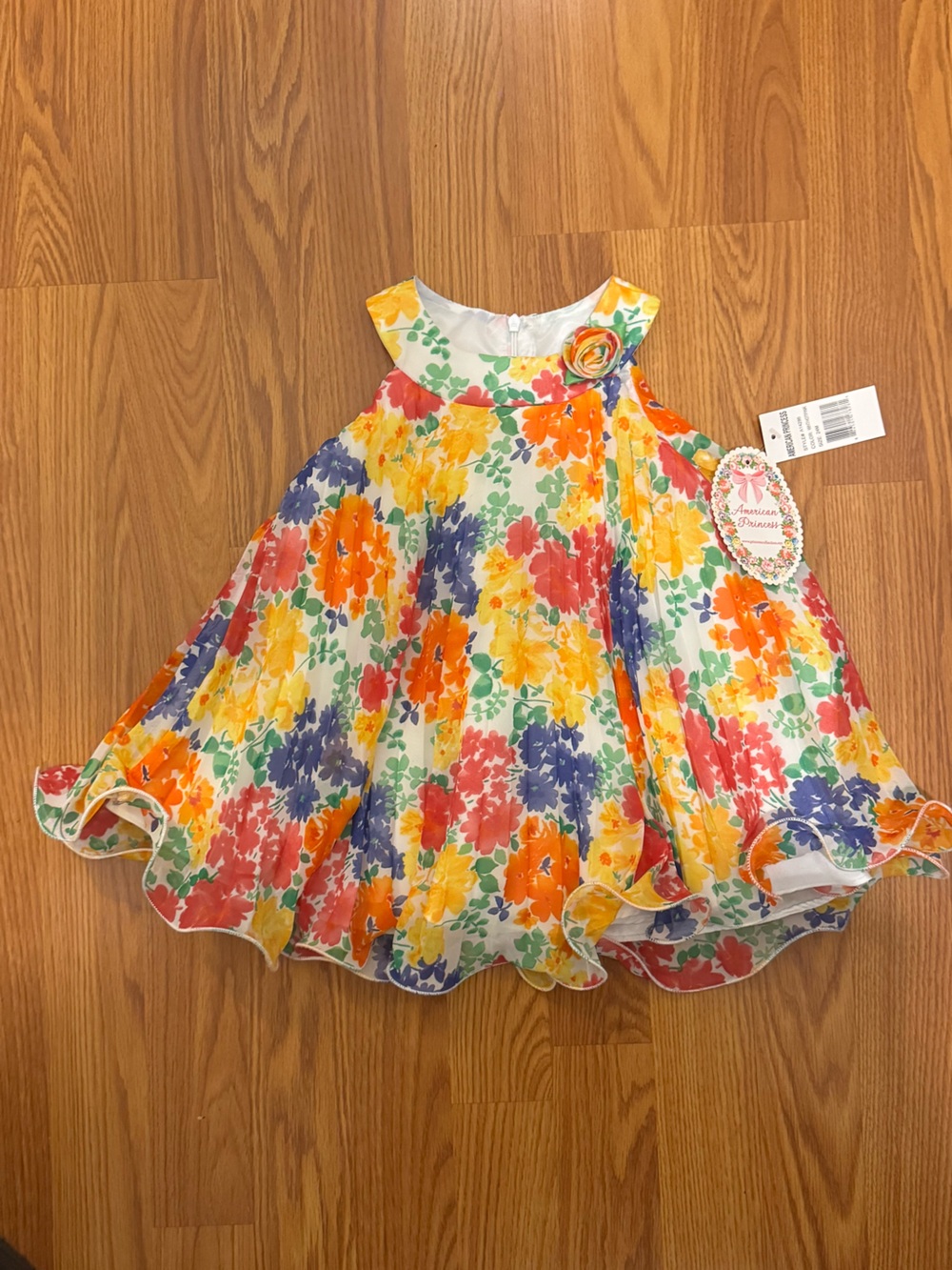 Floral Sunburst Dress in Yellow, Orange, Red, Purple, Green, White